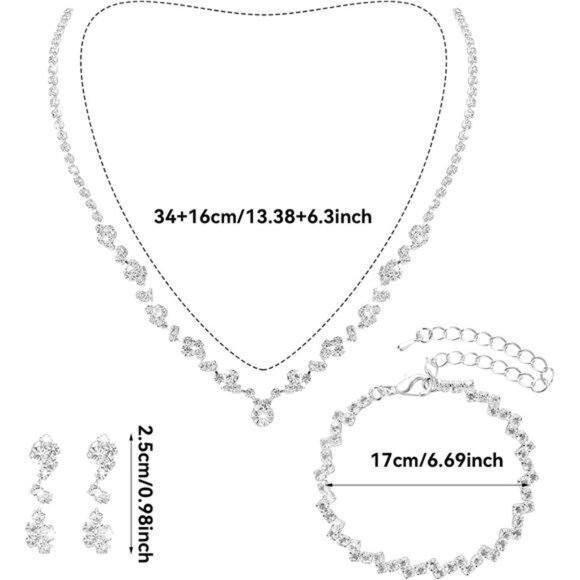 Bridal Rhinestone Wedding Necklace and Earrings - Brides & Bridesmaid Jewelry - Picture 2 of 8